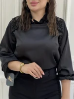 شومیز سرشانه جواهردوزی