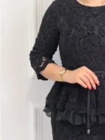 👗 پیراهن تمام دانتل آستین‌دار کمرچین
