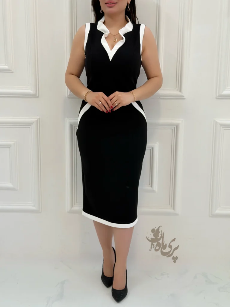 👗 پیراهن دالقیچ دورنگ یقه هفت