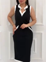 👗 پیراهن دالقیچ دورنگ یقه هفت