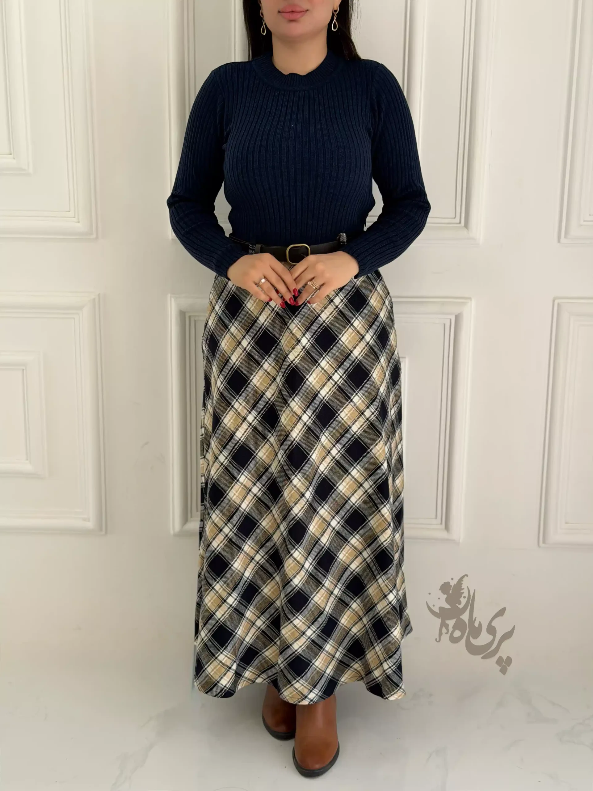 IMG_3245 👗 پیراهن پشمی ۲ تکه (پیراهن + دامن چهارخونه)