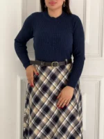 👗 پیراهن پشمی ۲ تکه (پیراهن + دامن چهارخونه)