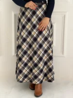 👗 پیراهن پشمی ۲ تکه (پیراهن + دامن چهارخونه)