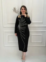 👗 پیراهن دالقیچ سنگ‌دوزی